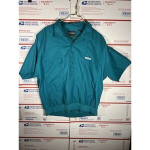 Vintage 70s 80s Members Only Polo Big 2X‎ Shirt Teal Green Banded Bottom Disco